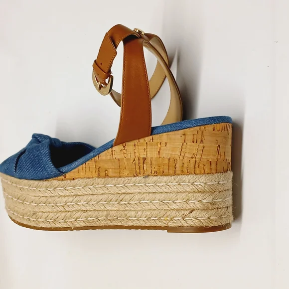 Michael Kors Blue and Tan Women's Wedge Sandals - Picture 7 of 16